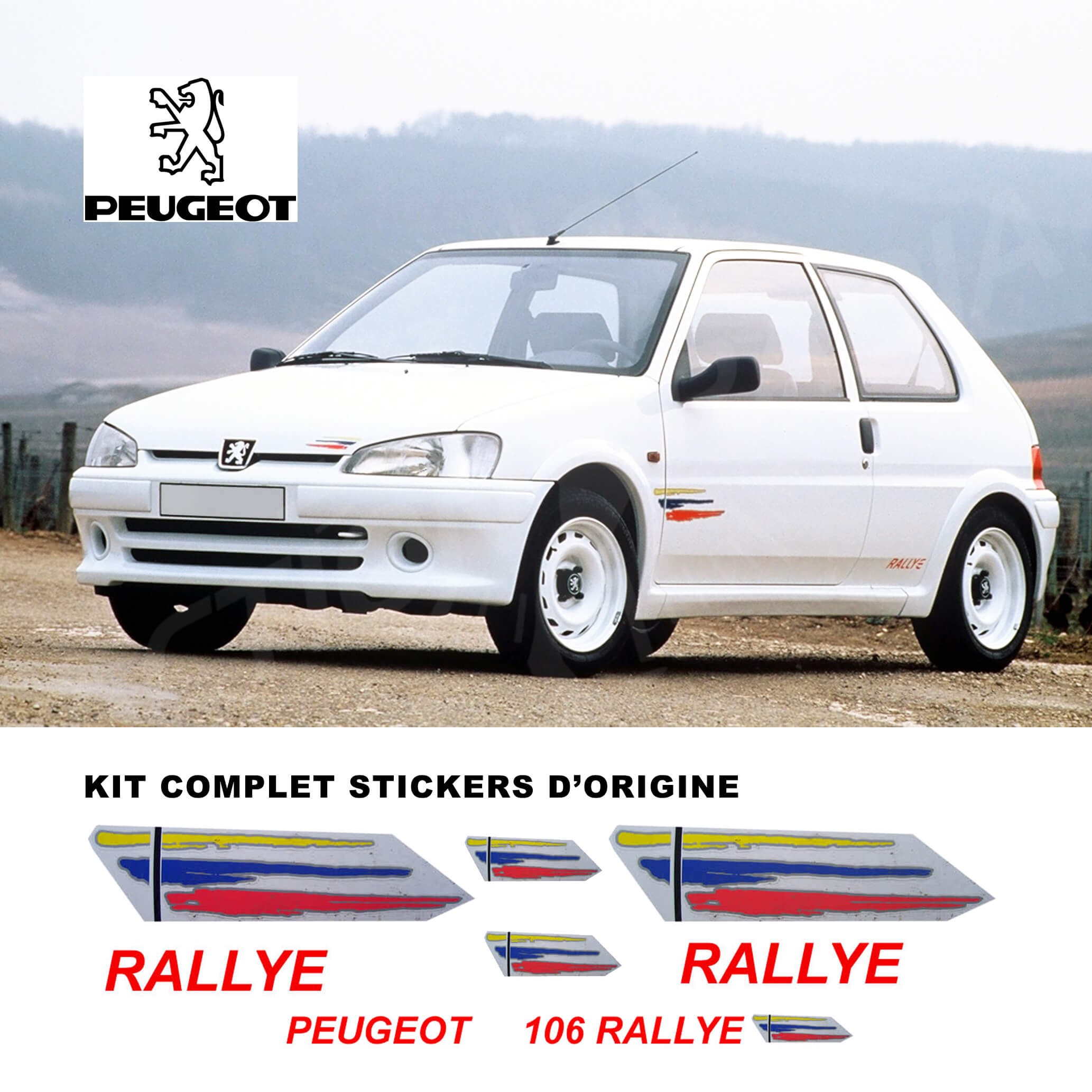 Décoration sur-mesure sticker sur une Peugeot 106 rallye